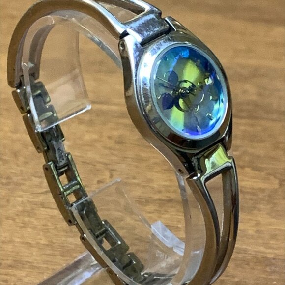 Disney Mickey Mouse Silver Tone Holographic Bracelet Watch From 1990s - Works - Picture 2 of 8